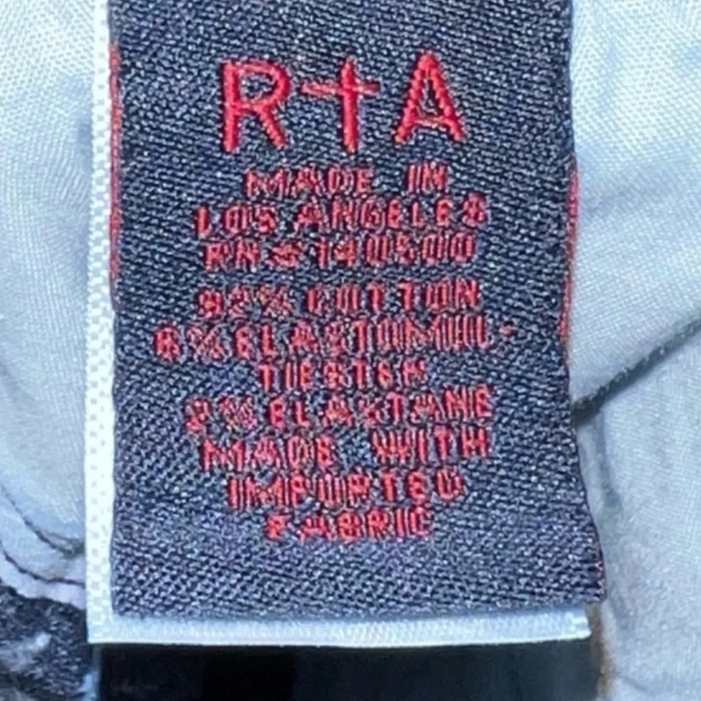 RtA Alexa Dark Wash Ankle Zip Crop Skinny Jeans 24 Edgy Streetwear Designer